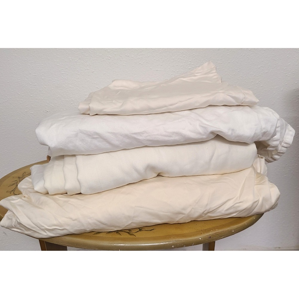 100% Cotton Ivory KING Duvet Cover Flat & Fitted Sheet & Pillowcase Mixed Brands